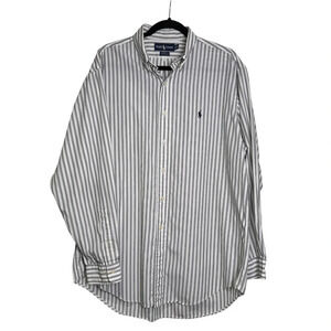 Ralph Lauren Men’s 16 1/2 34/35 Yarmouth Button Down White & Black Striped Shirt